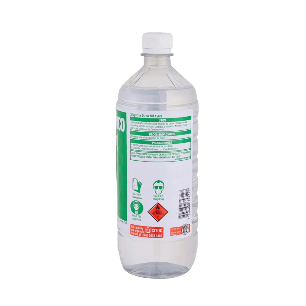 Diluyente Duco 1 lt Transparente Química Universal - Imagen 2