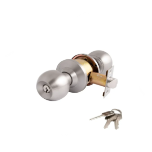 Cerradura Cilíndrica Pomo Dormitorio/Oficina Acero Inoxidable Brillante con llave