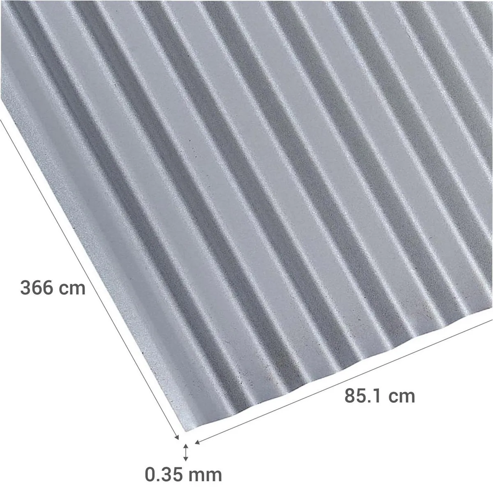 Plancha Zinc Aluminio Acanalada 0,35 x 895 x 3660 mm - Imagen 2